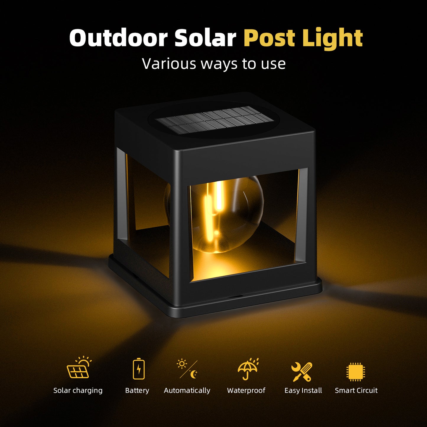 8 Packs Solar Post Lights Outdoor, Solar Powered Fence Post Lights, Lighting Decor for Garden Deck Patio Pathway Walkway. Outside Solar Lights ，4x4, 5x5 or 6x6 Vinyl/Wooden Posts